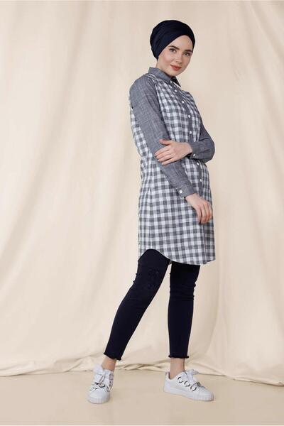 Alvina Хлопчача туніка з бавовняної тканини з квадратним візерунком 4146