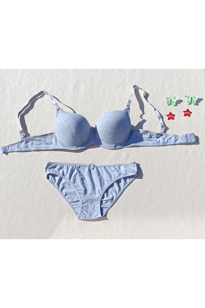 siyalife Hollow Covered Underwire Unpadded Bra and Panty Underwear Set (Hollow)