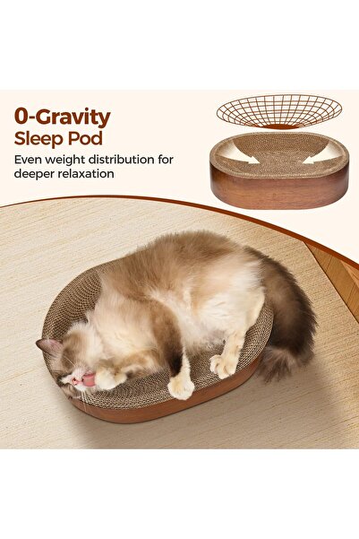 fulina Cat Scratcher Bed,Oval Curve Support,Scratcher Bed for Indoor Cats to Lounge,Protecting Furniture