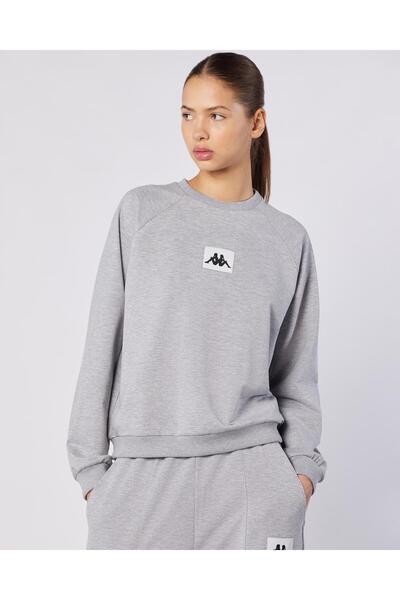 Kappa Nady Sweatshirt Kadın Gri-Melanj Regular Fit Sweatshirt