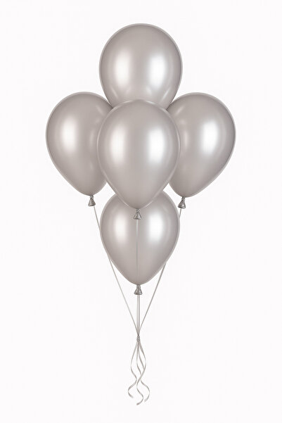 Parti dolabı 5li Metalik Gümüş Gri Renk Metalik Balon Doğum Günü Partisi