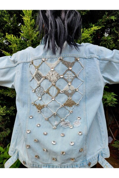 RENGARENG DENİM CEKET-TASARIM ÜRÜN -TAMAMI EL İŞÇİLİĞİ