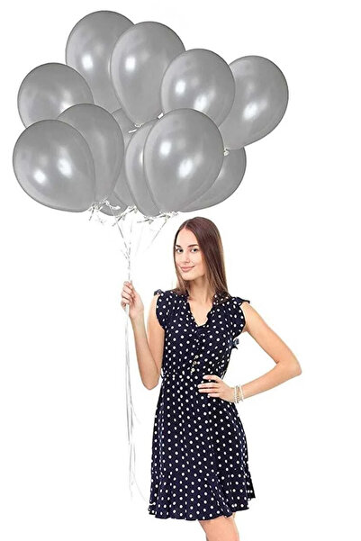Parti dolabı 5li Metalik Gümüş Gri Renk Metalik Balon Doğum Günü Partisi