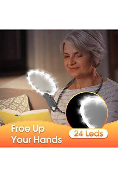 fulina 6X Magnifier with Light Hands Free for Reading,5.1 In,Neck-Worn Large Magnifier for Seniors