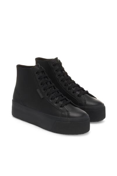 Superga 2708 Hi Top Nappa Kadın Siyah Bilekli Sneaker