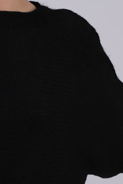 armonika Women's Black Bat Sleeve Soft Knitwear Sweater ARM-22Y012017