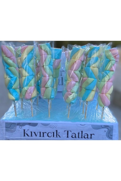 Kıvırcık Tatlar Marshmallow Lolipop Şekerleme 10 Adet (TWIST) (PARTİ -DOĞUM G...
