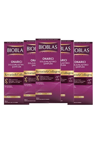 Bioblas Kolajen & Keratin Saç Dökülmesine Karşı Bitkisel Şampuan 360 ml 5 Adet
