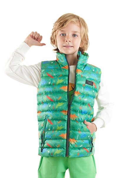 AHENGİM Kids Erkek Çocuk Dinozor Baskılı Trend Şişme Yelek Ak216263
