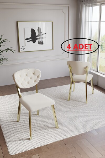 BY ORHAN GÜZEL ELMA SANDALYE 4 LÜ Mutfak Sandalyesi Elma Sandalye Gold