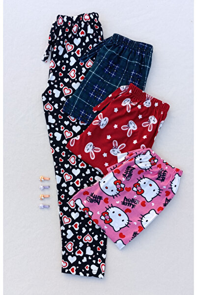 siyalife Kışlık Süet Yumuşak Dokulu 4'lü Kadın Pijama
