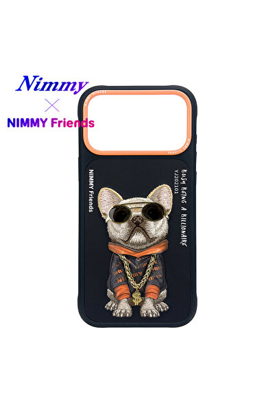 Nimmy iPhone 17 Pro Max Uyumlu 3D Gözlük Zincir Köpek Detaylı Nakış İşlemeli ...