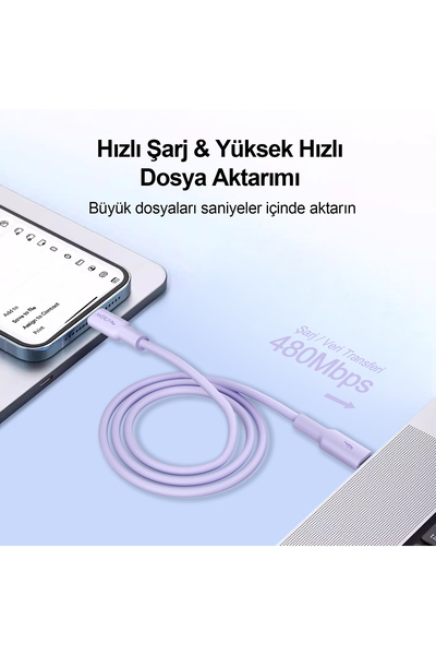 Airbot Airbot 27W 1 Metre Type-C’den Type-L’ye Şarj Kablosu,Veri Aktarımı ve Şarj Kablosu,Beyaz CTL27