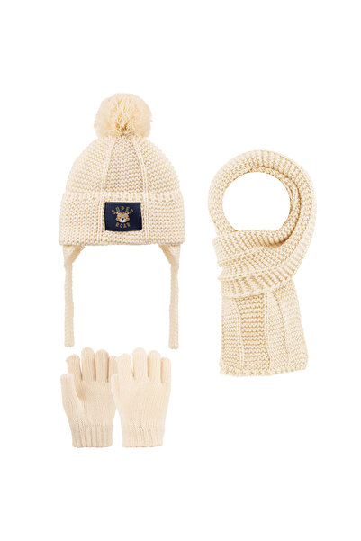 Aware Time Kitti 1-4 Years Old Baby Boy & Child Fleece Scarf Beanie Gloves 3-Piece Set