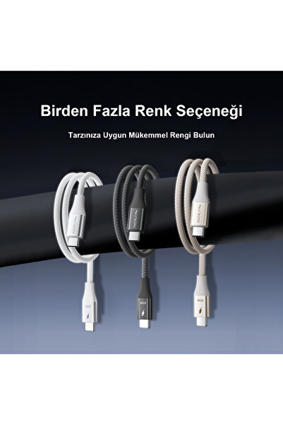 Airbot Airbot 60W 1 M Type-C’den Type-C’ye,Manyetik Bağlantılı Şarj Kablosu,Veri ve PD Kablosu,Siyah CTC60