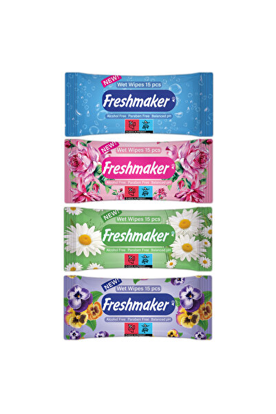 Freshmaker Promo pack of 4 pieces - pocket wet wipes, 15 pcs.