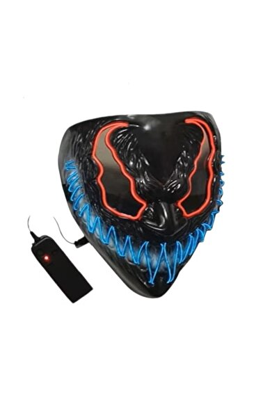 Shengruili Mască de Halloween cu LED-uri, plastic, negru/albastru/portocaliu,...