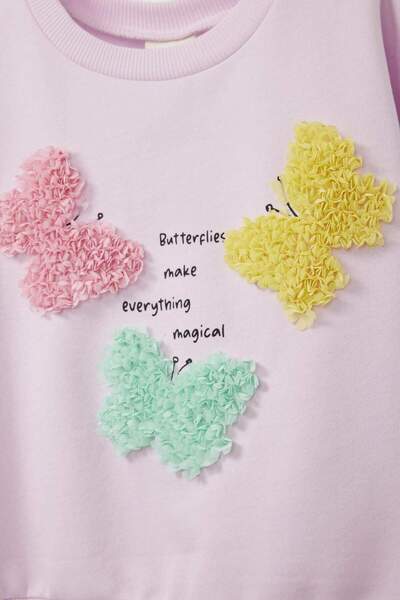 DeFacto Kız Bebek Bisiklet Yaka Baskılı İçi Yumuşak Tüylü Sweatshirt E8922A525AU