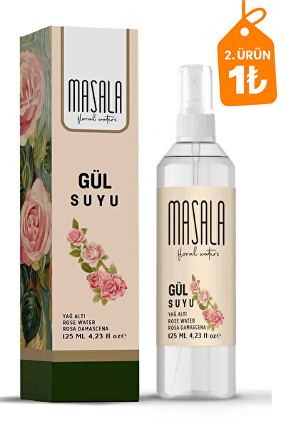 Masala Saf Gül Suyu 125 Ml Doğal Yağlı Hidrosol - Tonik Rose Floral Water Hydrosol Tonic