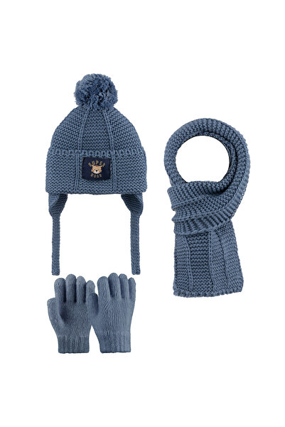 Aware Time Kitti 1-4 Years Old Baby Boy & Child Fleece Scarf Beanie Gloves 3-Piece Set