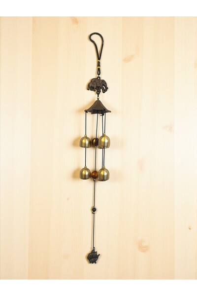 HEDİYE FİKRİ Metal Rüzgar Çanı Iki Katlı Bereket Filleri 6 Çan Feng Shui