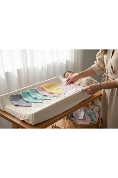 Enhitbaby طقم بناتي مكون من 10 قطع، مريلة وشاح، 100% قطن
