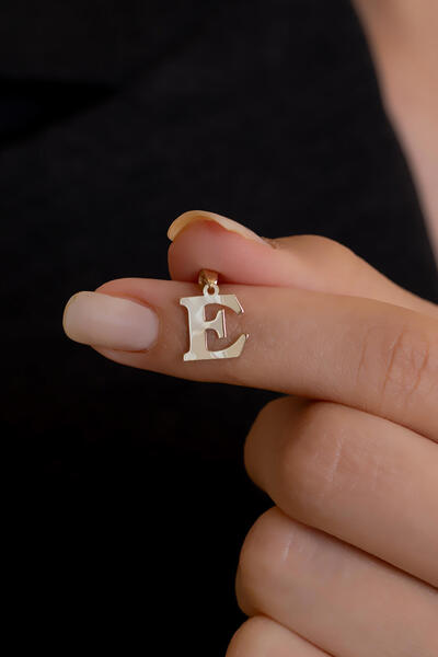 Bayar Gold 14 Ayar Altın E Harf Sade Kolye Ucu