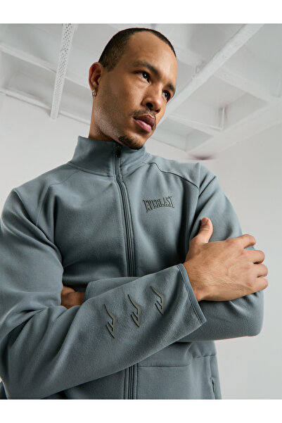 EVERLAST Ever Relaxed Regular Gri Високий комір Чоловічий Світшот на повній блискавці