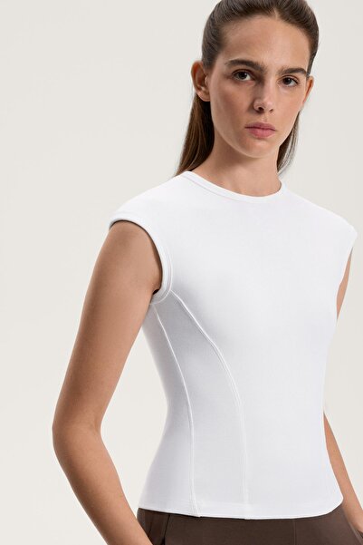 Oysho Short-sleeved rib top with cotton and modal