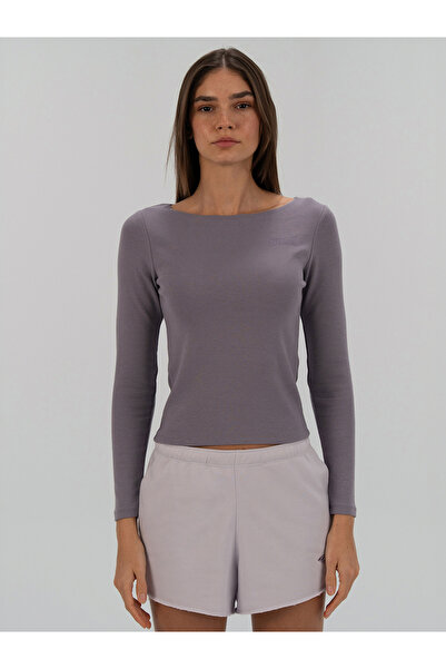 EVERLAST Γυναικείο μακρυμάνικο μπλουζάκι Ever Relaxed Rib Wmn Plum