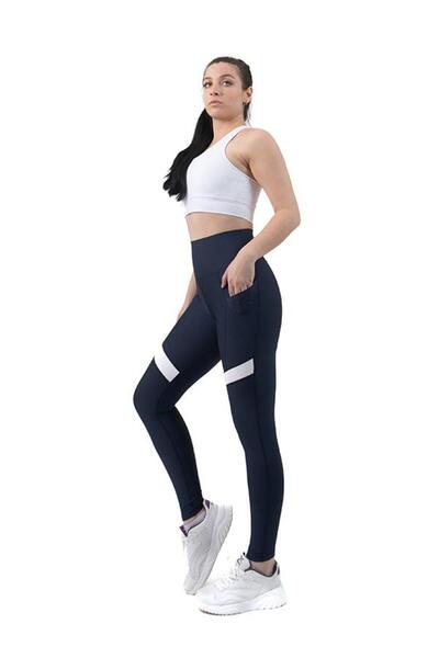 glintfit Лазерне різання Кишеневі синьо-білі спортивні лосини - glint.2462