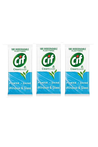 Cif Pack of 3 x Wet wipes for windows and mirrors 3x30 pcs Cleanboost Power+Shine