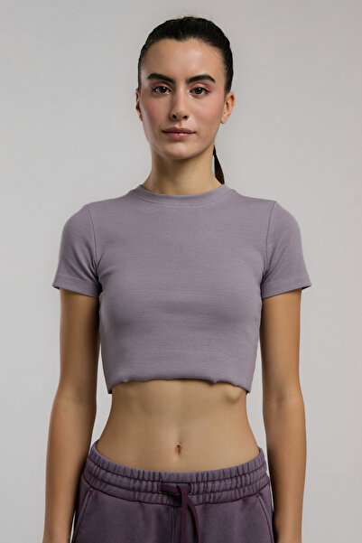 EVERLAST Затишна футболка з ребрами та фіолетовим коміром для жінок