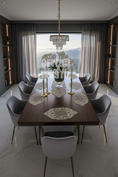 Çt Çeyizci Tekstil Amerikan Servis, 1 Runner 6 Supla Kahve Yemek Servis Takım...