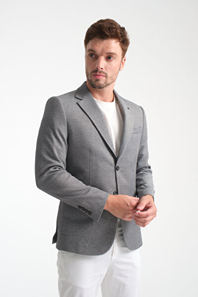 Frappoli Abrines Erkek Siyah Yarım Astarlı Torba Cepli Pamuk Karışımlı Likralı Esnek Kumaşlı Blazer Ceket