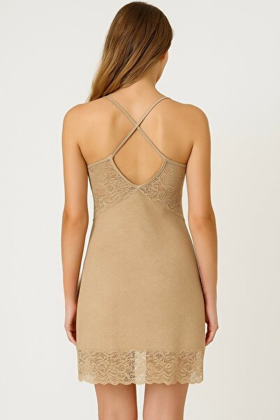 cherry queen Women's Beige Jacquard Lace Detailed Premium Nightgown & Robe Set – Special Boxed