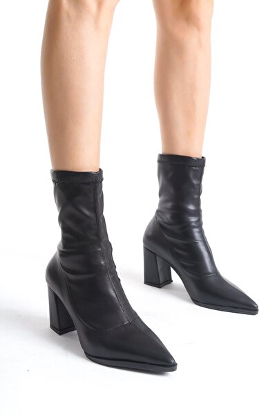 MARSEDO Alina Black - Women's Daily Stretch Boots, Chunky Heel and Pointed Toe