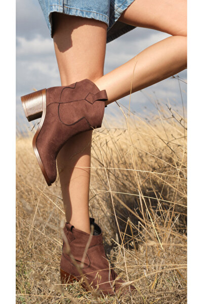 Mio Gusto Γυναικείες μπότες με τακούνι Alessia Western Brown