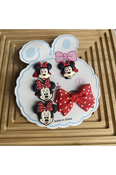 Zillyatelier Minnie ve Mıckey Mouse Lastikli 5'li Kız Çocuk Tokası