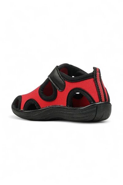 Nstil Daily Unisex Children's Black Red Sandals Flexible Non-Slip Sole Velcro Summer Sea Nursery Shoes 141