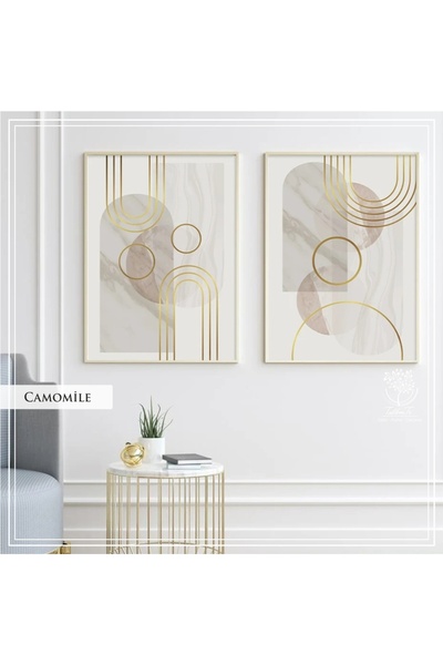 Tablomtr Metal Çerçeveli Gerçek Camlı Tablo CamomileA 2 liSet