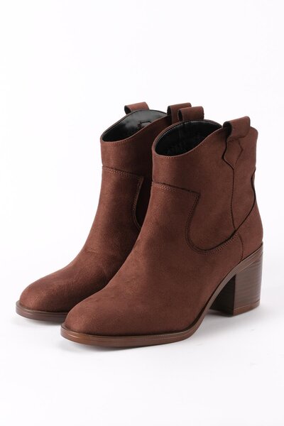 Mio Gusto Alessia Western Kahverengi Topuklu Kadın Bot