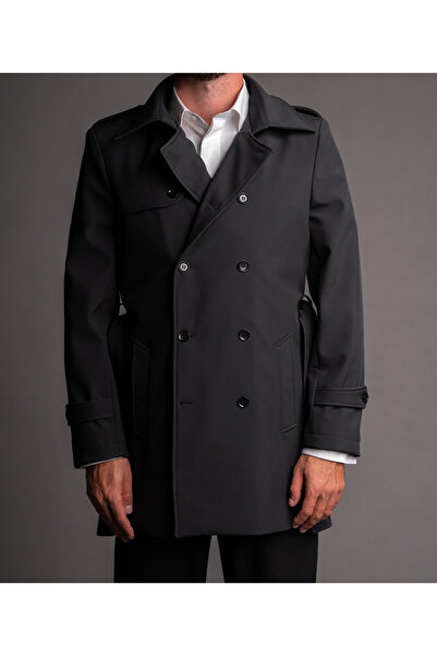 Couture For Gentlemen Men's black waterproof trench coat