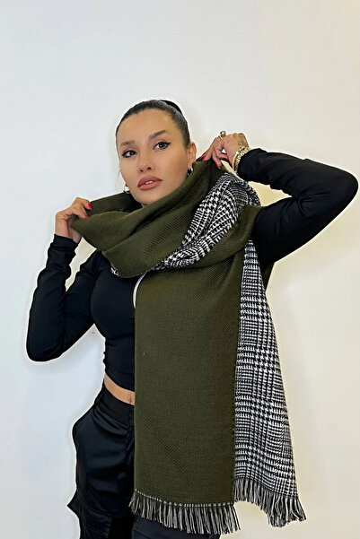 asalya Ekose desenli yün triko kışlık omuz Şalı