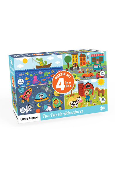 Little Hippo 4ü1 arada Puzzle Set - Eğlenceli Yapboz Maceraları/ 12+24+36+48 ...