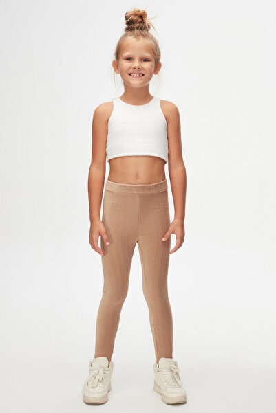 LOVETTI Beige Melange Girls' Corduroy Tights
