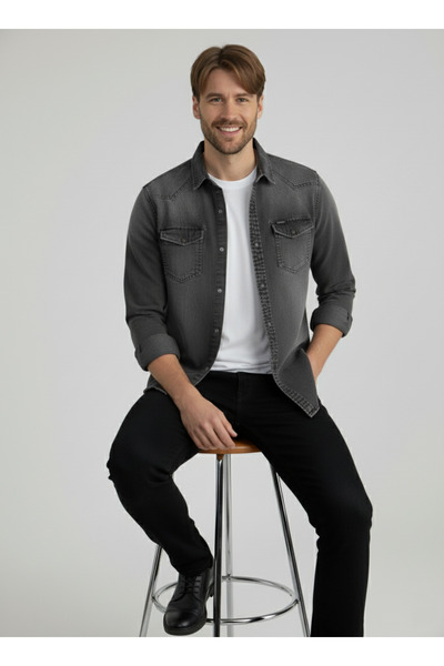 YXC Trend Maker Чоловіча сорочка Slim Fit Фума Легка чоловіча джинсова сорочка