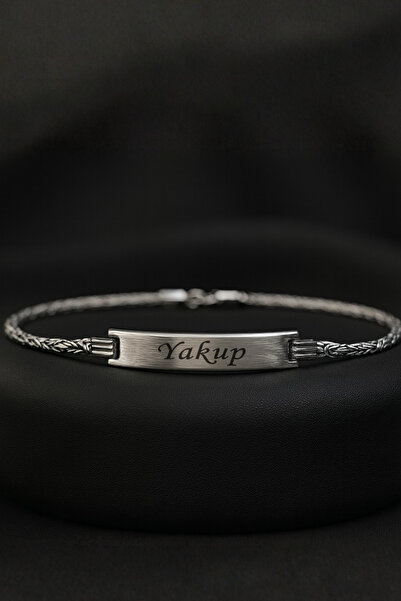 OSMANLI GÜMÜŞ Isimli Erkek Gümüş Bileklik Künye Ince Model