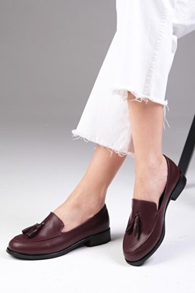 Mio Gusto Iris Bordo Renk Kadın Oxford Günlük Düz Ayakkabı