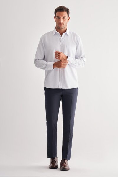 İmza White Hard Collar Long Sleeve Pocket Comfort Fit Classic Shirt 1004255164